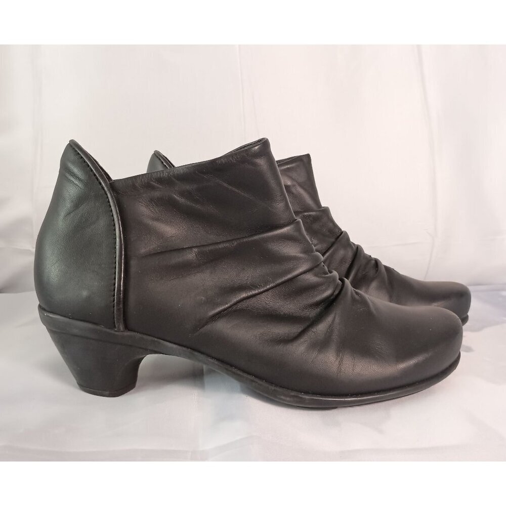 Naot Avantgarde Advance Black Leather Booties Women’s Size 39 Heel Comfort